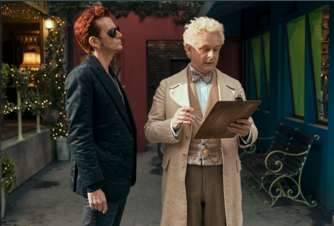 David Tennant as Crowley and Michael Sheen as Aziraphale in Good Omens

