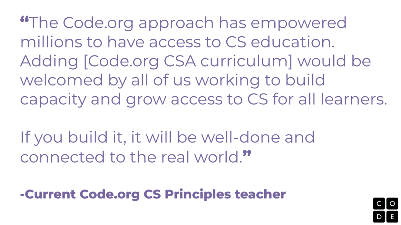 A testimonial from a CODE.org teacher.