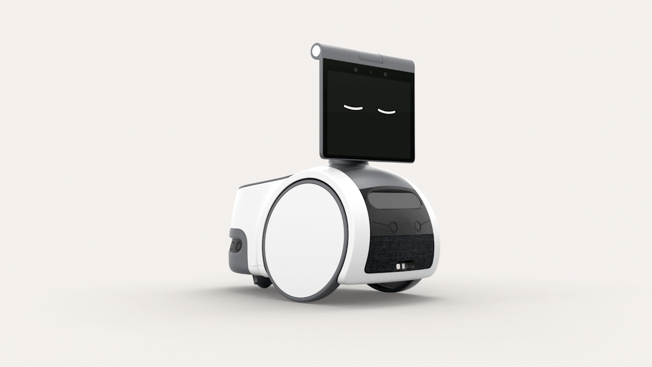A small black and white robot