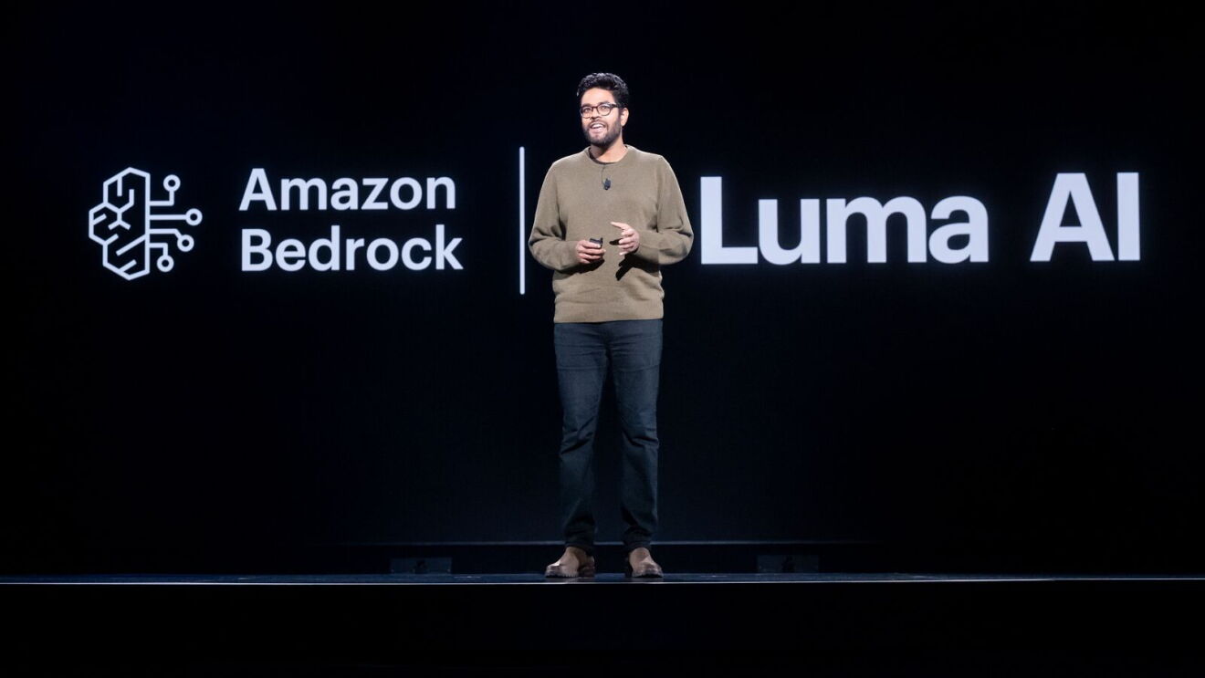 Amit Jain, CEO, Luma AI speaking on stage at re:Invent 2024.