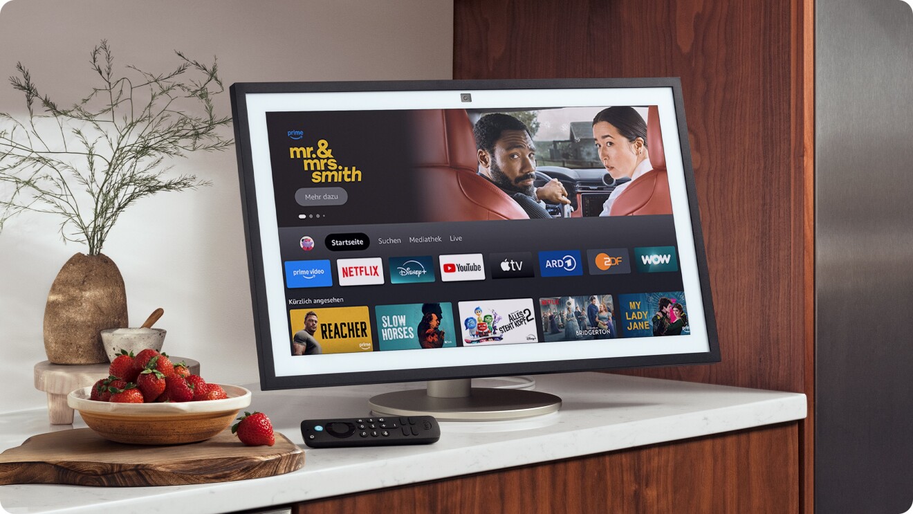 Echo Show zeigt Prime Video-Startbildschirm mit Mr. und Mrs. Smith
