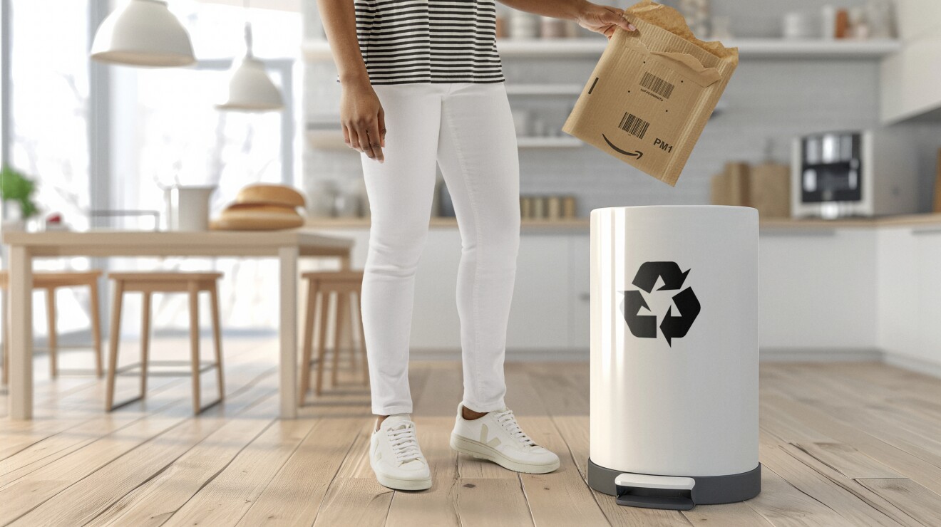 Clean trash bin in modern kitchen