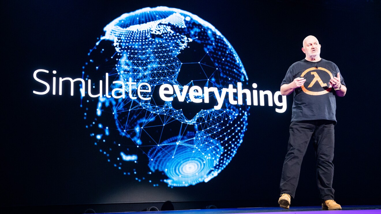 A photo of Amazon CTO Dr. Werner Vogels speaking on stage at the re:Invent 2022 conference