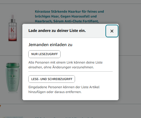 Screenshots von Amazon Wishlist einstellungen