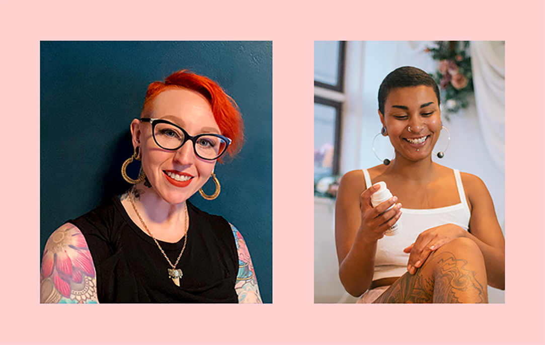 Woman seller and her product, as featured on Amazon marketplace