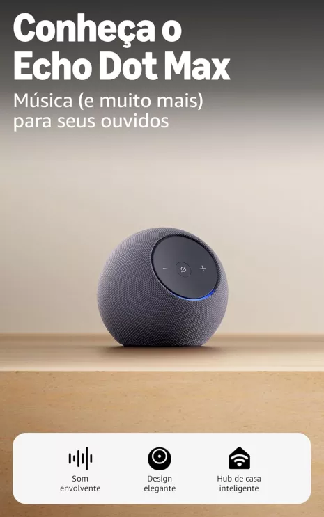 Imagem alto falante Amazon Echo Dot Max. (Imagem/Divulgação: Amazon).