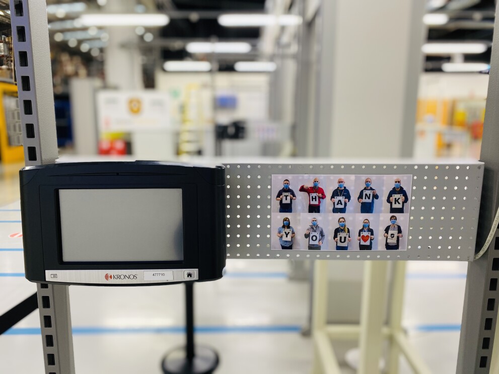 Clock machine at Amazon fulfilment centre