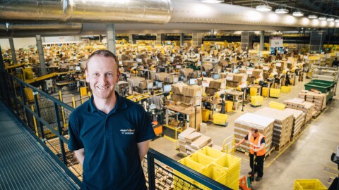 Amazon apprentice Tomas Bohacs in a Fulfilment Centre