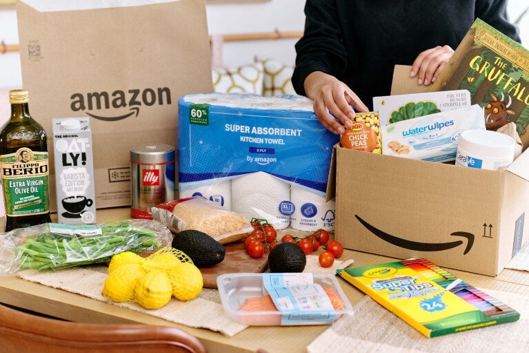 Amazon groceries on a table