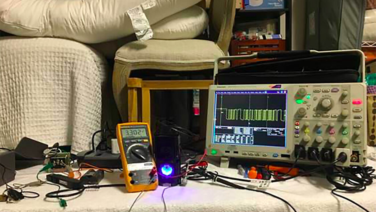 A workbench to continue testing products, designed by an Amazon employee while working from home