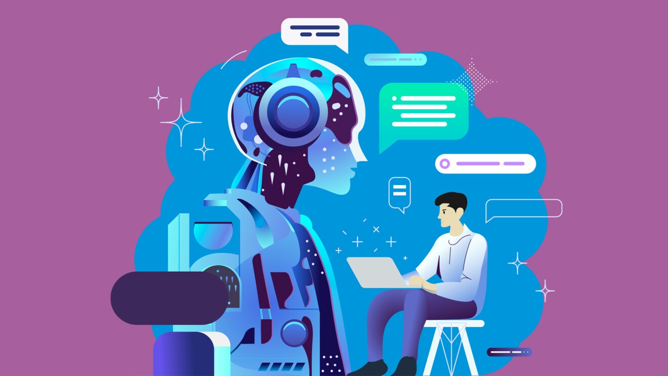 AI generated image about a human interacting with AI