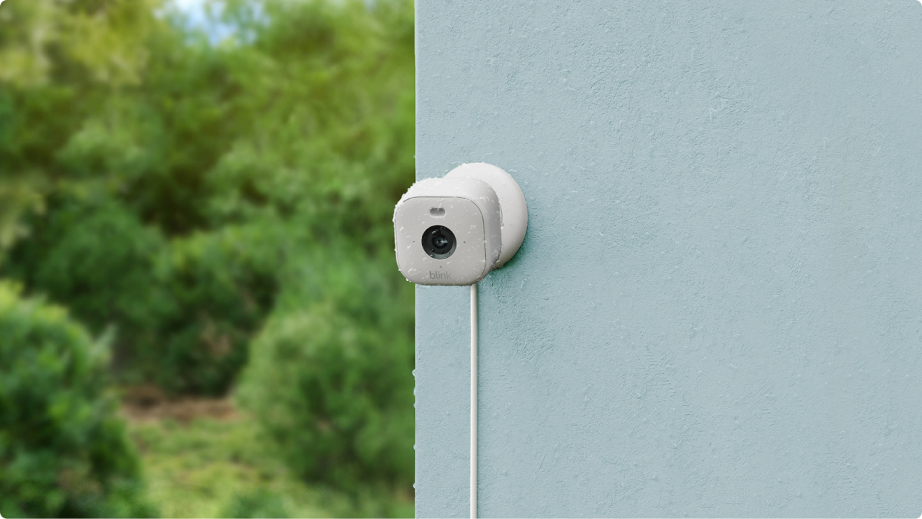 Blink Mini 2 camera mounted to the outside of a house