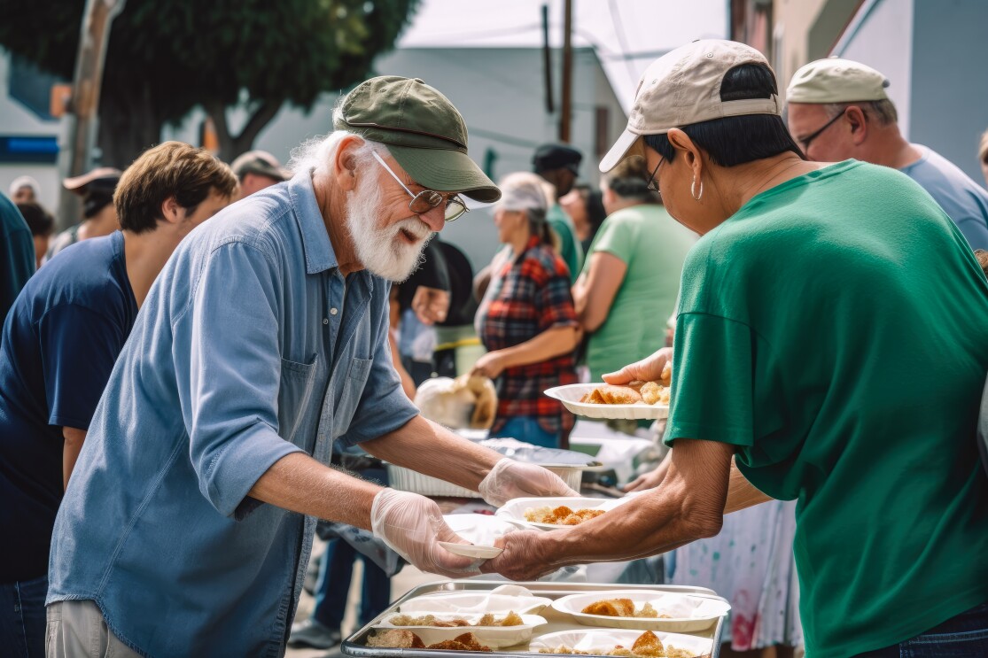 Man serving food