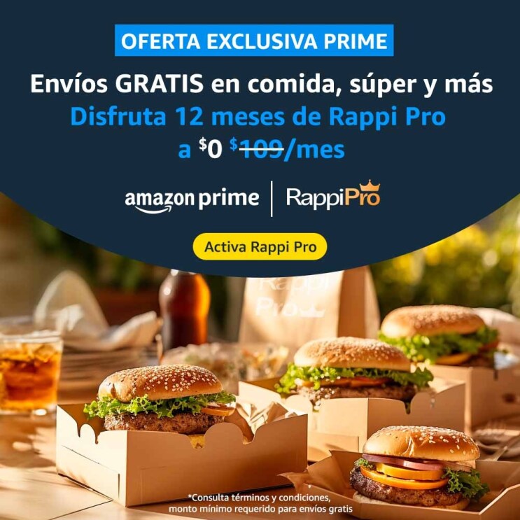 Logo de Amazon Prime y Rappi Pro