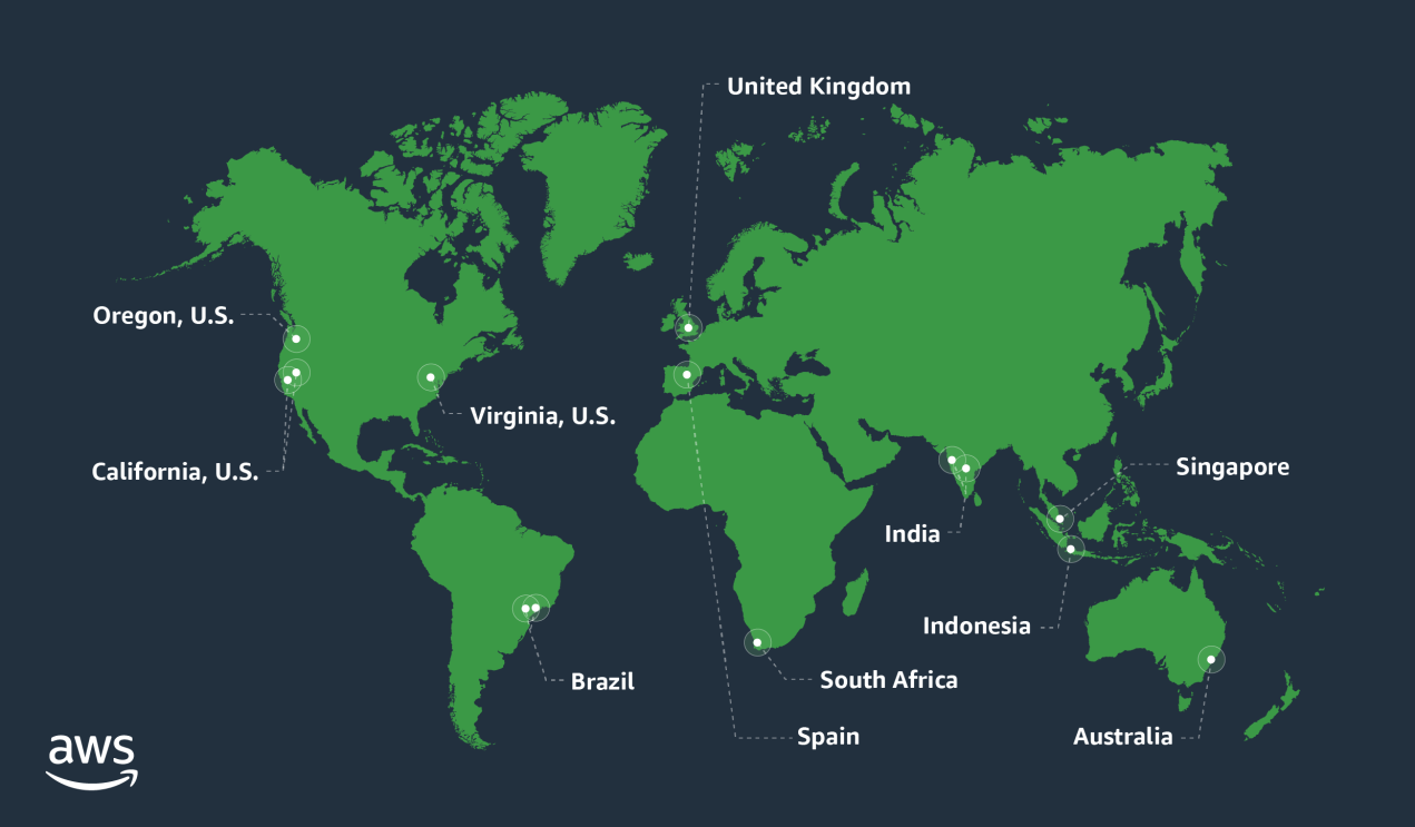 A world map that shows AWS water projects.