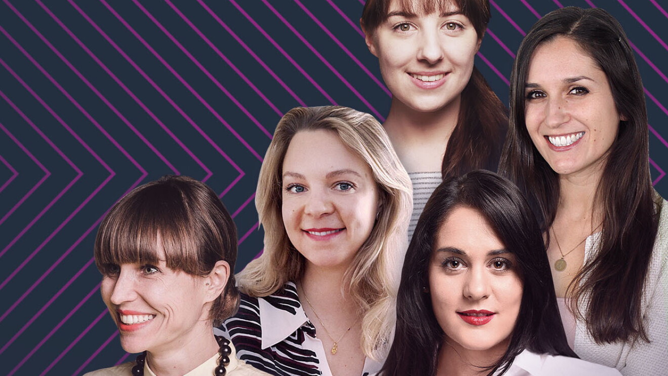 5 Frauen lächeln in die Kamera. Neben ihnen stehen die Worte Challenge.Champion.Change.