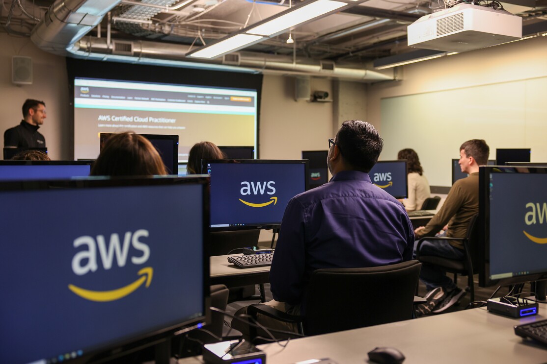 People exploring and learning at the new AWS Learning Center in Seattle, Washington