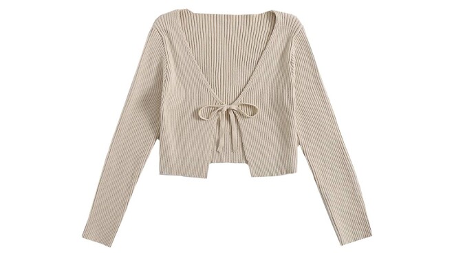 标题中提到的开衫的产品图像。