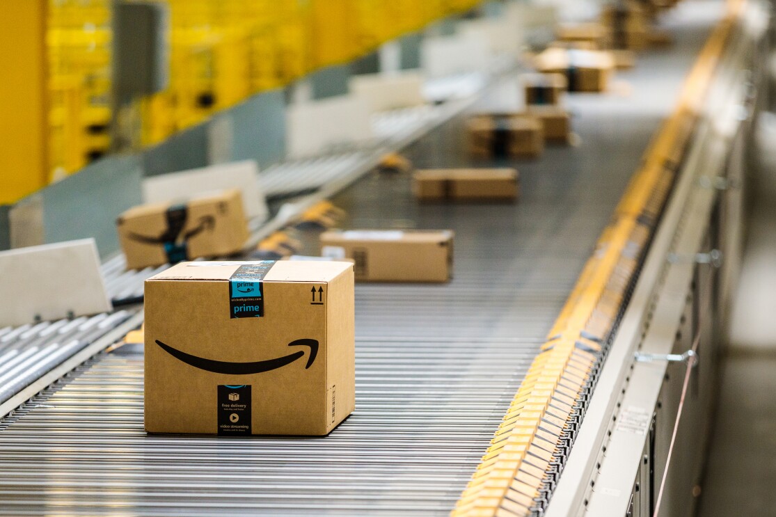 Amazon Fulfillment Center BWI2 - Baltimore, MDAmazon delivery boxes roll down a conveyor belt at Amazon's warehouse in Baltimore, MD. 