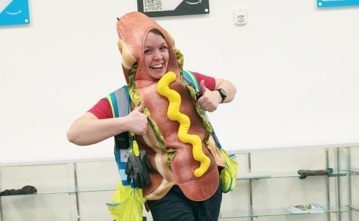 Christine Steller has fun working in an Amazon fulfillment center.