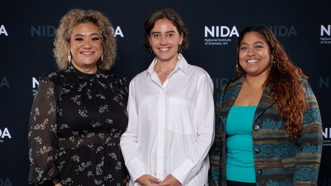 Nicole Puni (NIDA MFA Directing student), Sarah Christie Senior Development Executive, Prime Video Australia and Krishna Patel (NIDA MFA Dramatic Writing student) © NIDA
