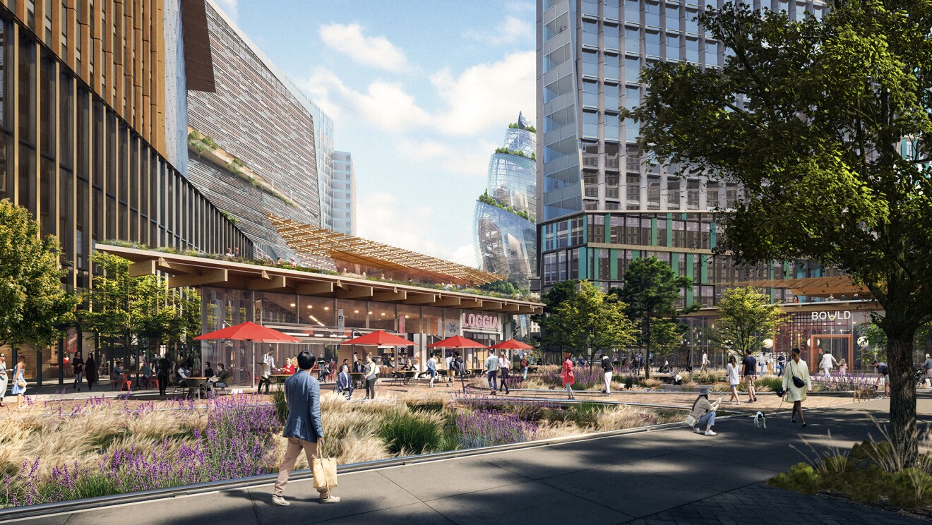 A rendering of Amazon's PenPlace in Arlington, Virginia
