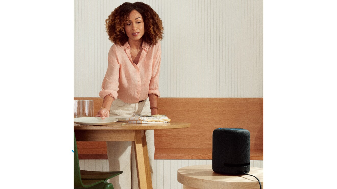 An image of a person interacting with Echo Hub and Map View.