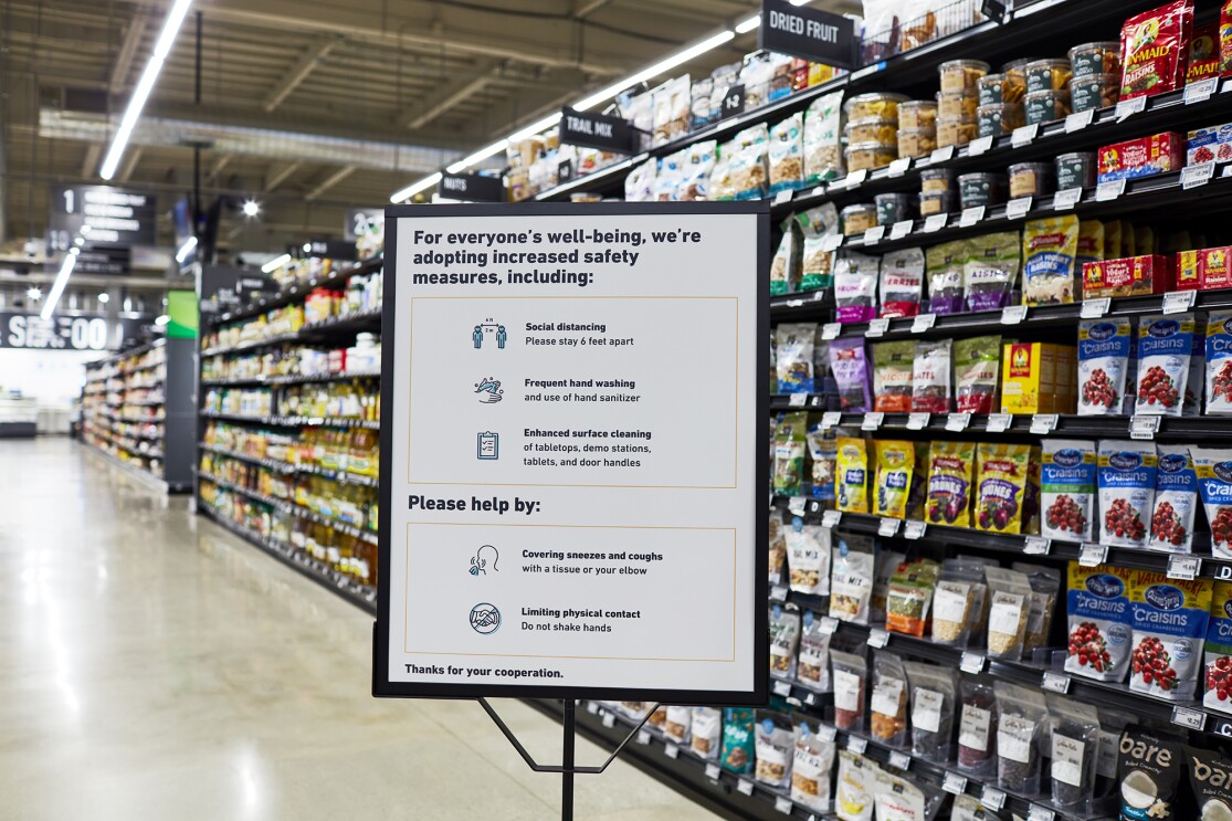 Interior image on an Amazon Fresh grocery store