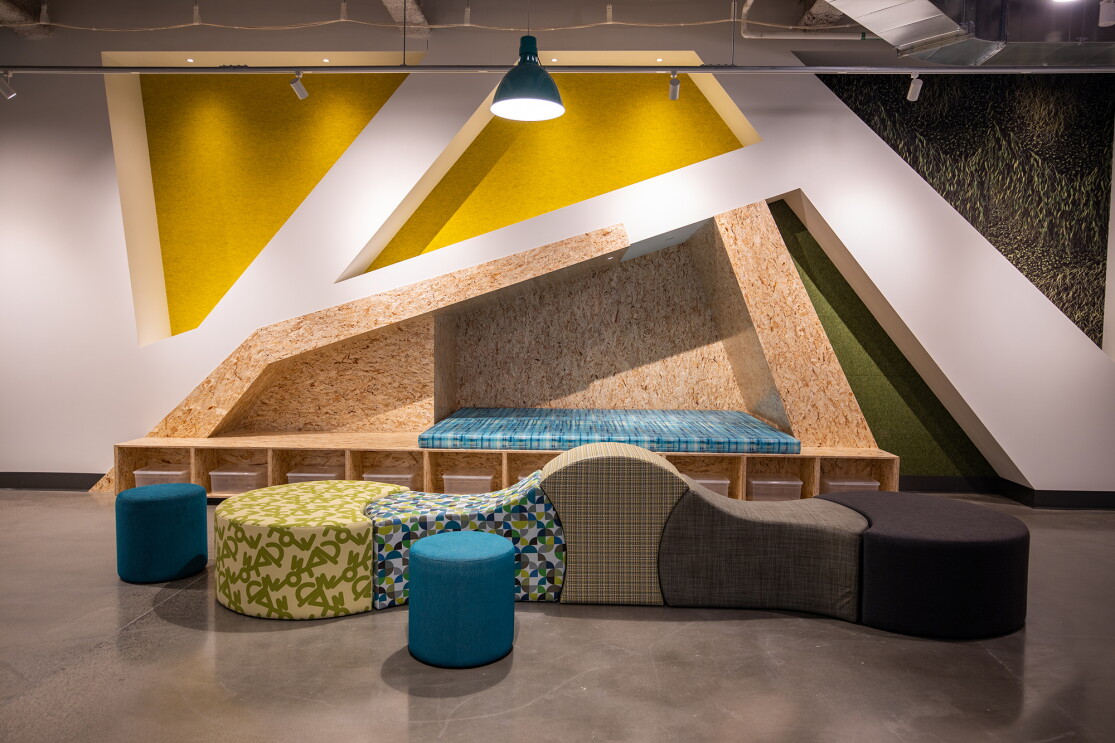 Interior view at the new Mary's Place shelter in The Regrade neighborhood of Seattle.