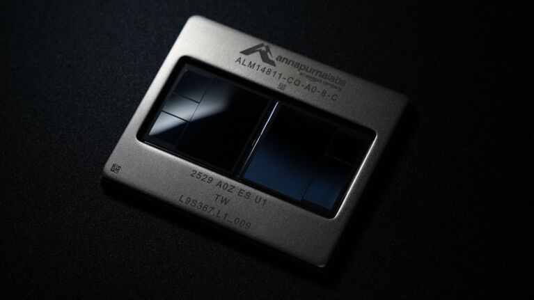 AWS Trainium 3 Annapurna Labs chip with engraved specifications.