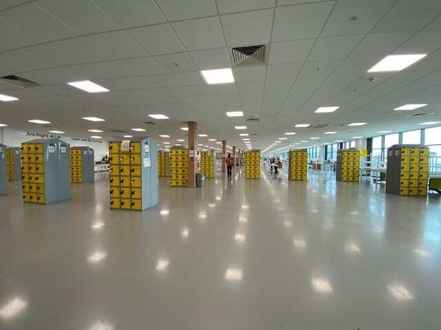 Lockers in the fulfilment centres have been moved further apart to aid social distancing