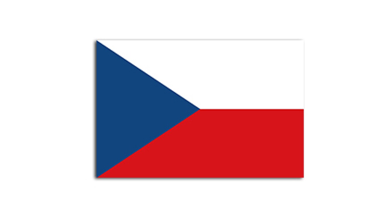 Flat flag of Czech Republic  on a white background