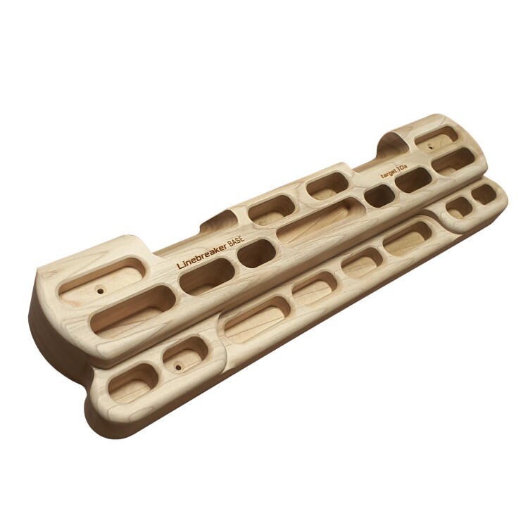 Ein KLetterübungsgerät für die Finger aus Holz.