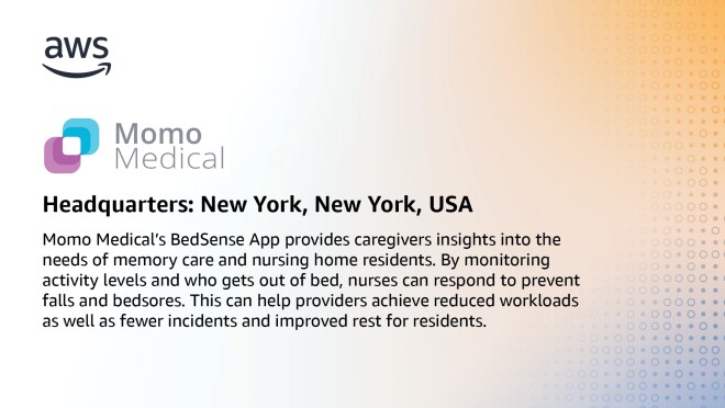 州的莫莫医疗的信息图表,“莫莫医疗的BedSense应用提供照顾者洞察记忆保健和护理之家居民的需要。通过监测活动水平和谁从床上爬起来,护士可以应对防止坠落和褥疮。这可以帮助供应商实现减少工作负载以及更少的事件和改善居民休息。”