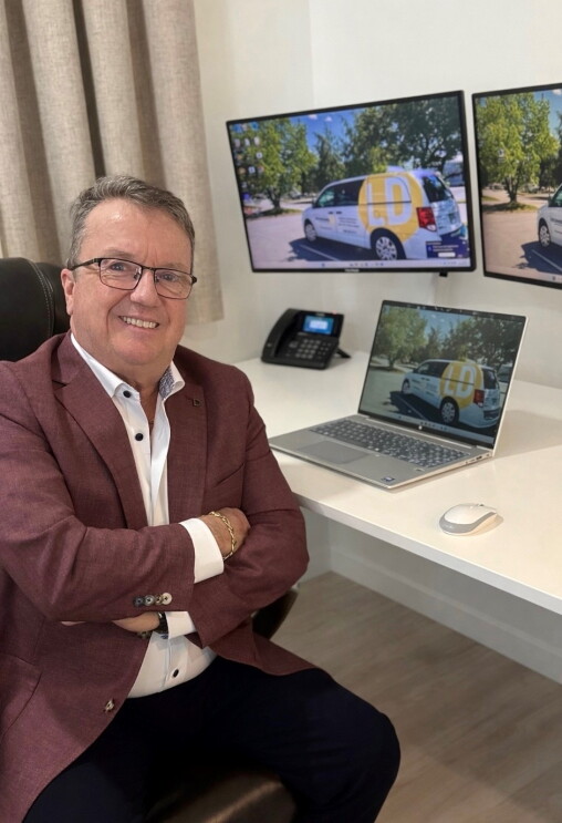 Man in front of computer