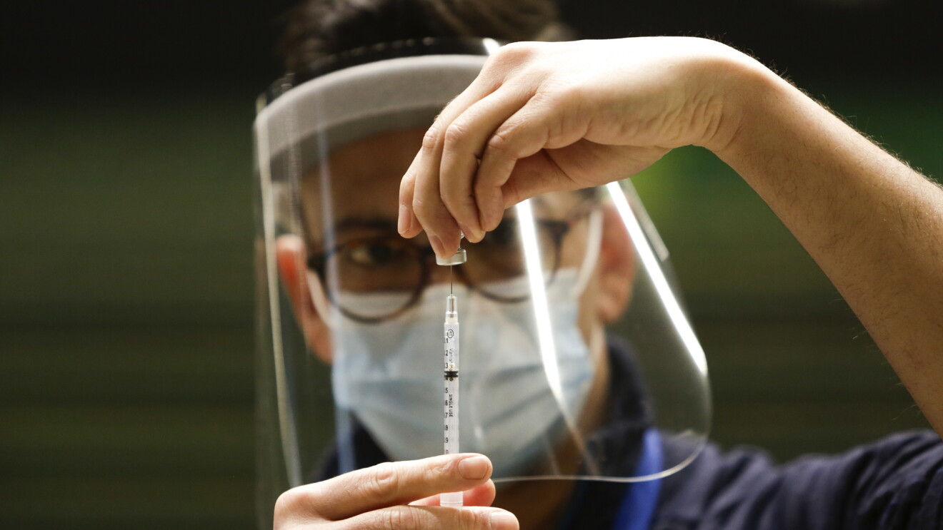 A COVID-19 vaccine clinic hosted on Amazon's Seattle headquarters