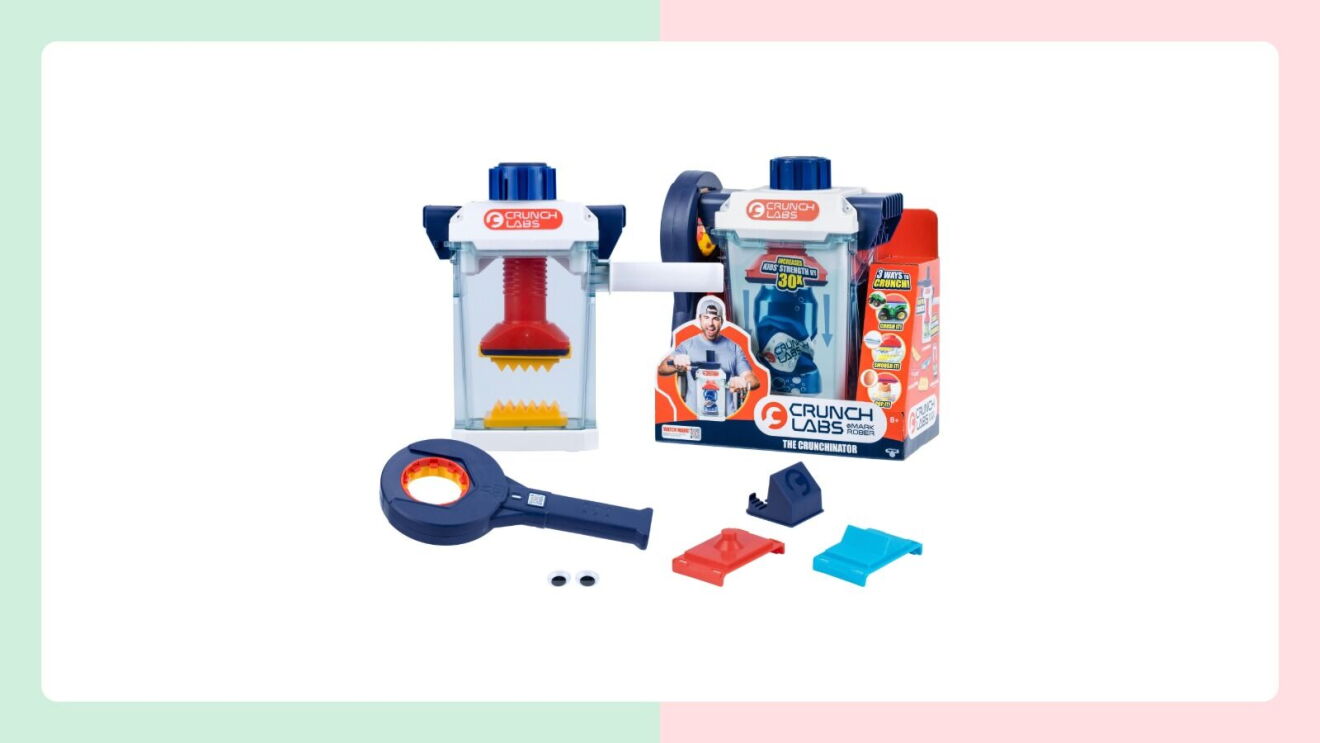 CrunchLab interlocking toy pieces in multiple colors on a white background