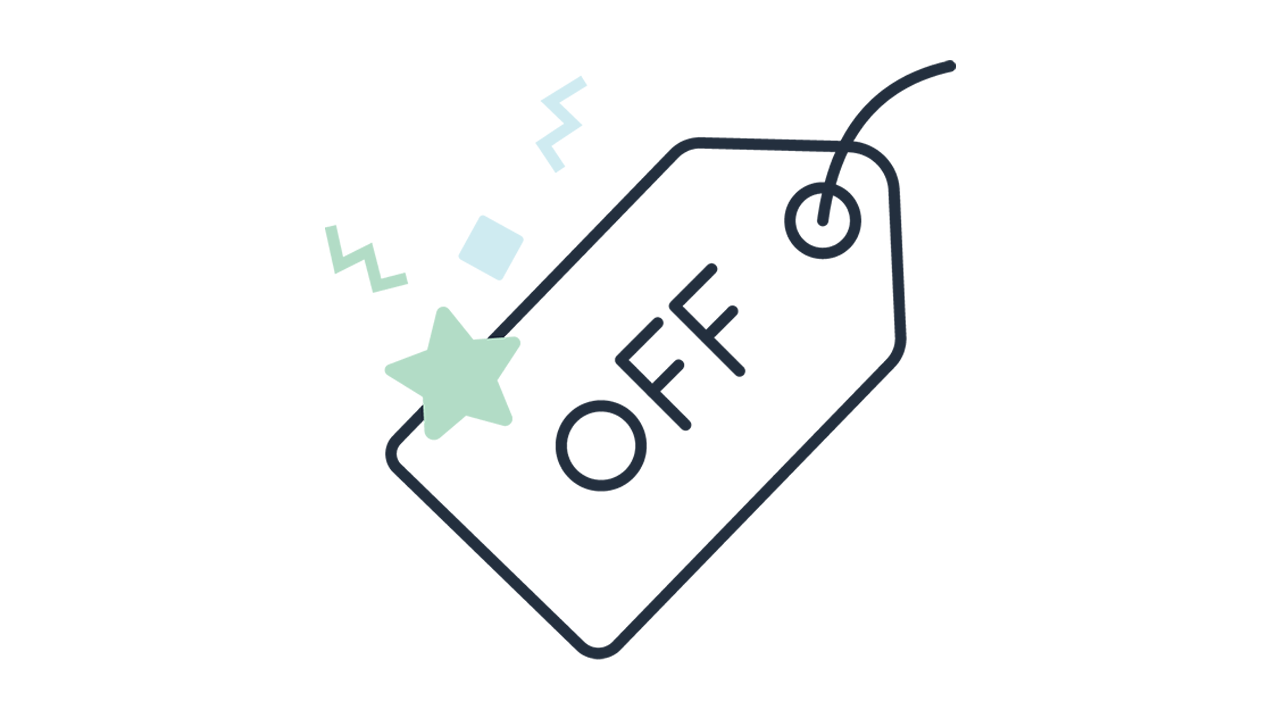 タグに割引を表す「OFF」の文字が入ったイラスト
