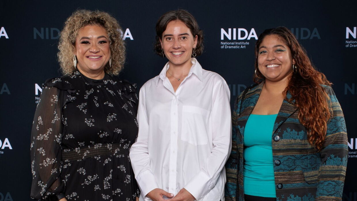 Nicole Puni (NIDA MFA Directing student), Sarah Christie Senior Development Executive, Prime Video Australia and Krishna Patel (NIDA MFA Dramatic Writing student) © NIDA