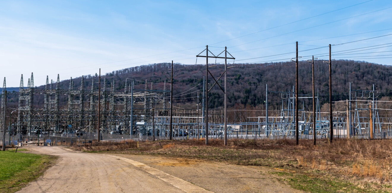 An electric power substation in rural Pennsylvania