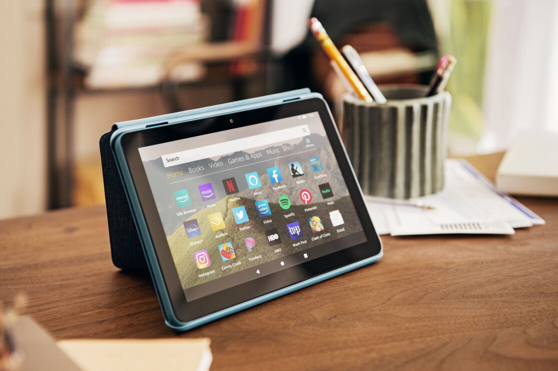 Amazon Fire HD device in a home setting.