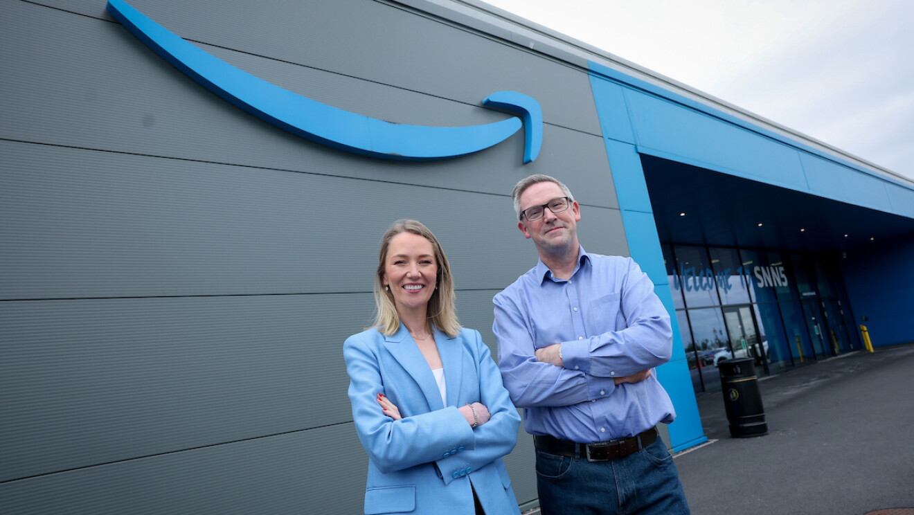 Alison Dunn, Country Manager, Amazon Ireland and Marcus Mallon, Site Lead, Fulfilment Centre  