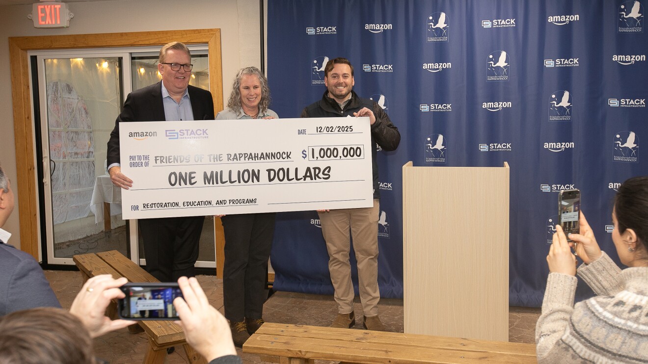 Amazon and STACK present $1 million check to Friends of the Rappahannock