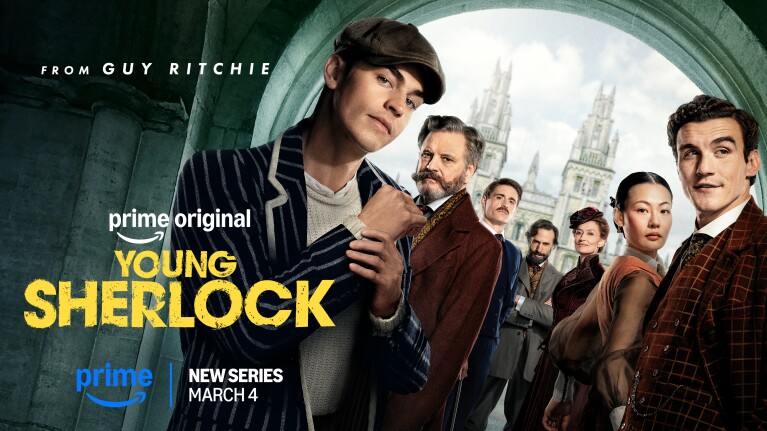 Promotional poster for Amazon Prime's 'Young Sherlock' series premiering March 4