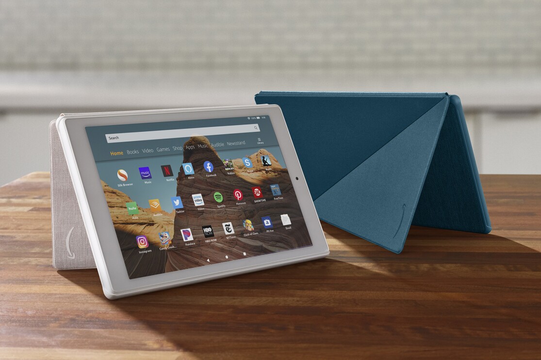 A tablet device on a tabletop.