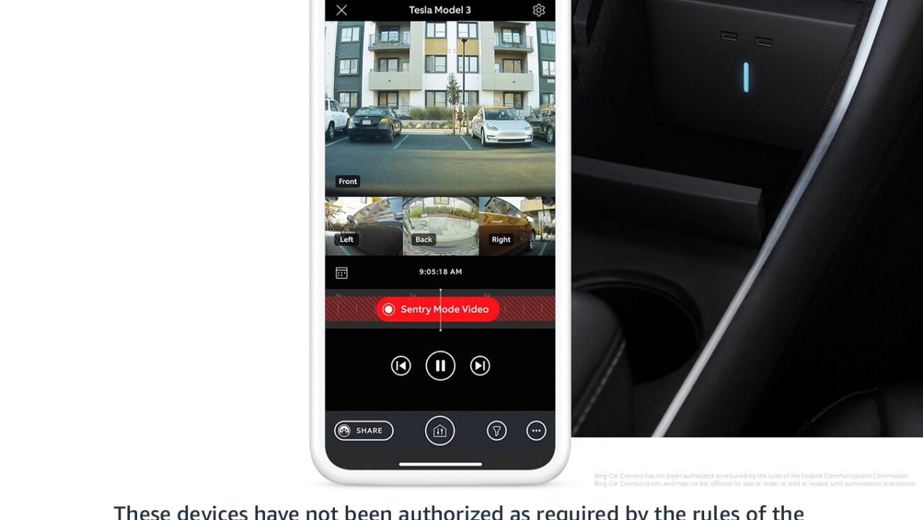 Phone screen showing Car Connect visual, and inside of the car