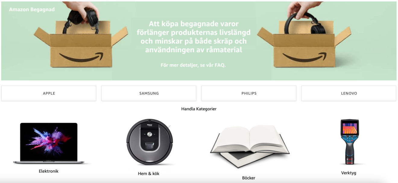 Amazon Begagnad erbjuder allt från böcker till elektronik och produkter till hemmet och köket