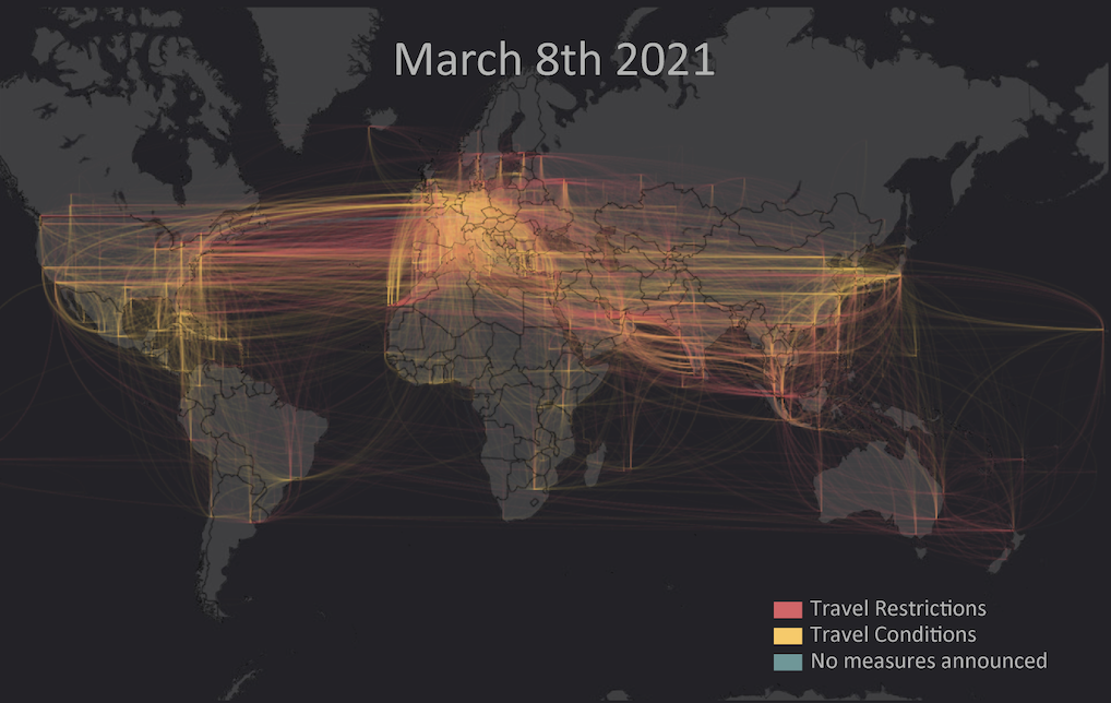 IOM data visualisation of COVID-19 impact on international flights 2021