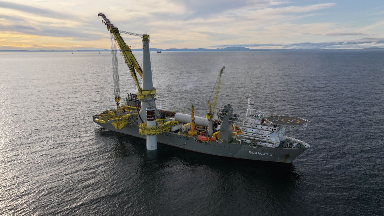 Installation vessel working on a Moray West offshore wind foundation
