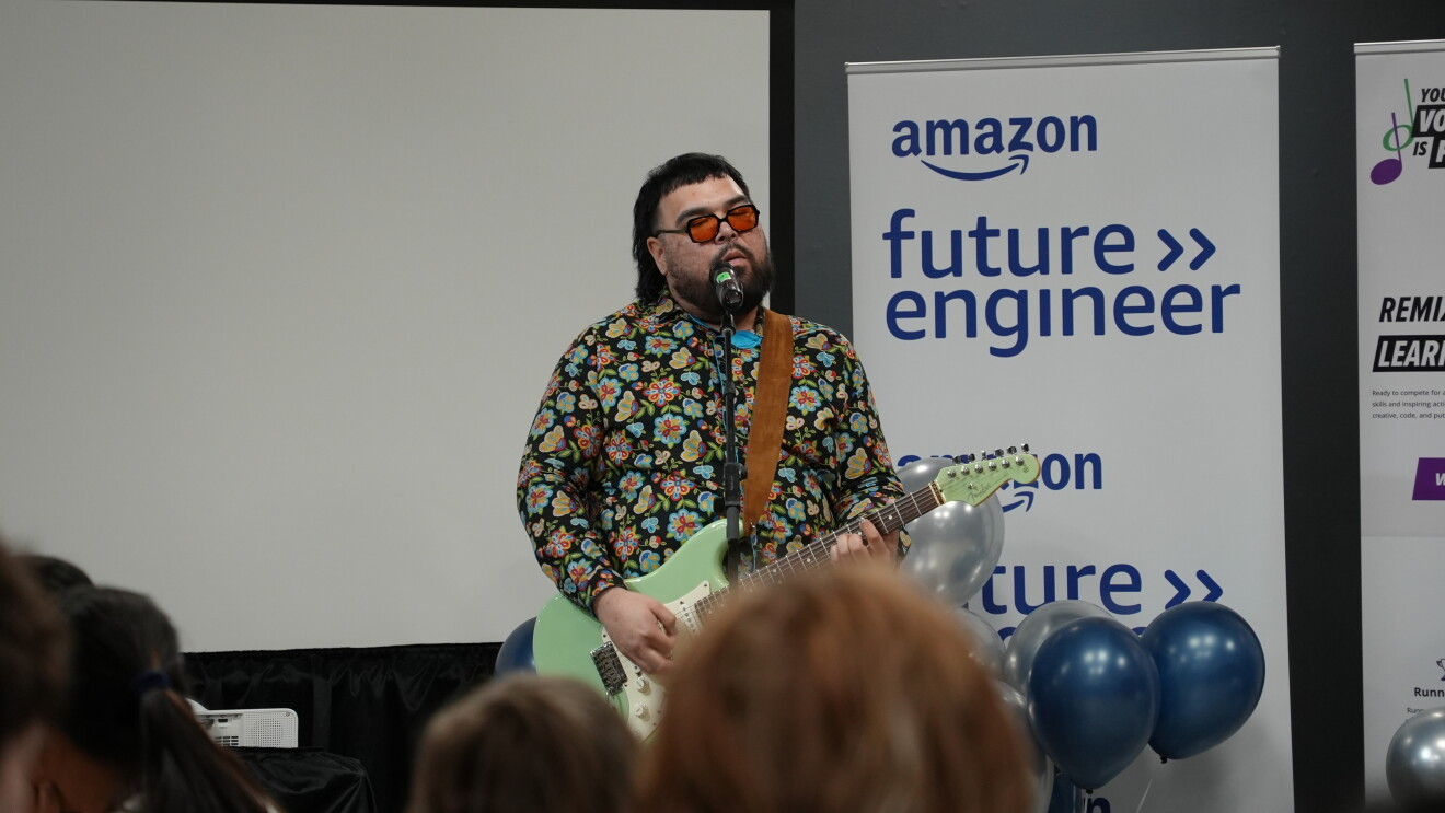 Sebastian Gaskin performs at 2025 Your Voice is Power launch event